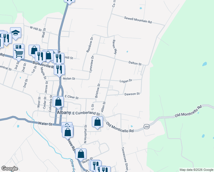 map of restaurants, bars, coffee shops, grocery stores, and more near 401-415 Allen Street in Albany