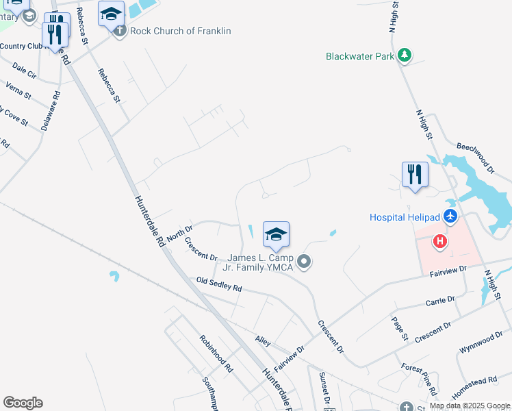 map of restaurants, bars, coffee shops, grocery stores, and more near 108 Woodland Circle in Franklin