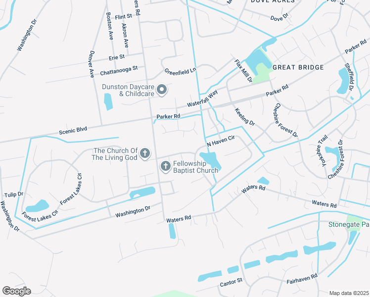 map of restaurants, bars, coffee shops, grocery stores, and more near 908 Waterford Drive in Chesapeake