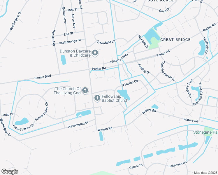 map of restaurants, bars, coffee shops, grocery stores, and more near 908 Waterford Drive in Chesapeake