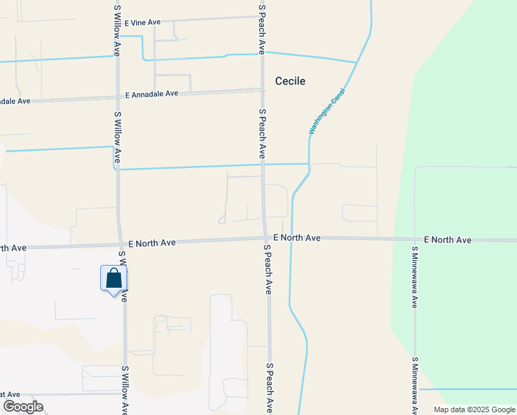 map of restaurants, bars, coffee shops, grocery stores, and more near 2962 South Peach Avenue in Fresno