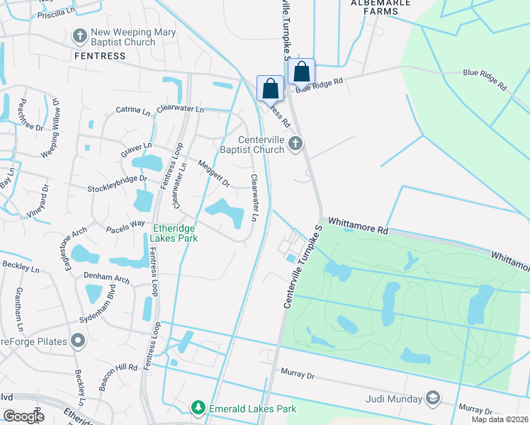 map of restaurants, bars, coffee shops, grocery stores, and more near 1516 Clearwater Lane in Chesapeake