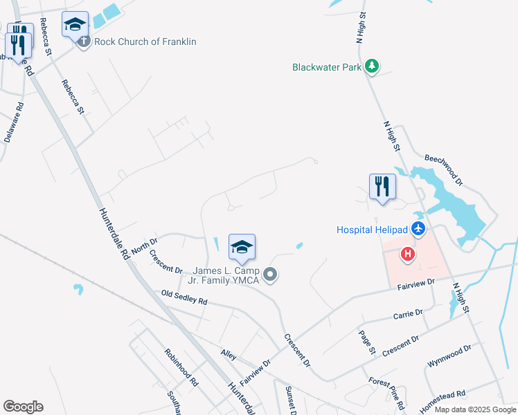 map of restaurants, bars, coffee shops, grocery stores, and more near 125 Gillette Court in Franklin