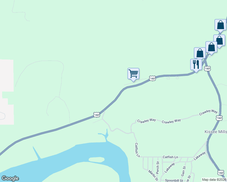 map of restaurants, bars, coffee shops, grocery stores, and more near 18533 East State Highway 76 in Forsyth