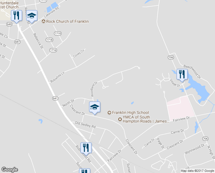 map of restaurants, bars, coffee shops, grocery stores, and more near 108 Woodland Circle in Franklin