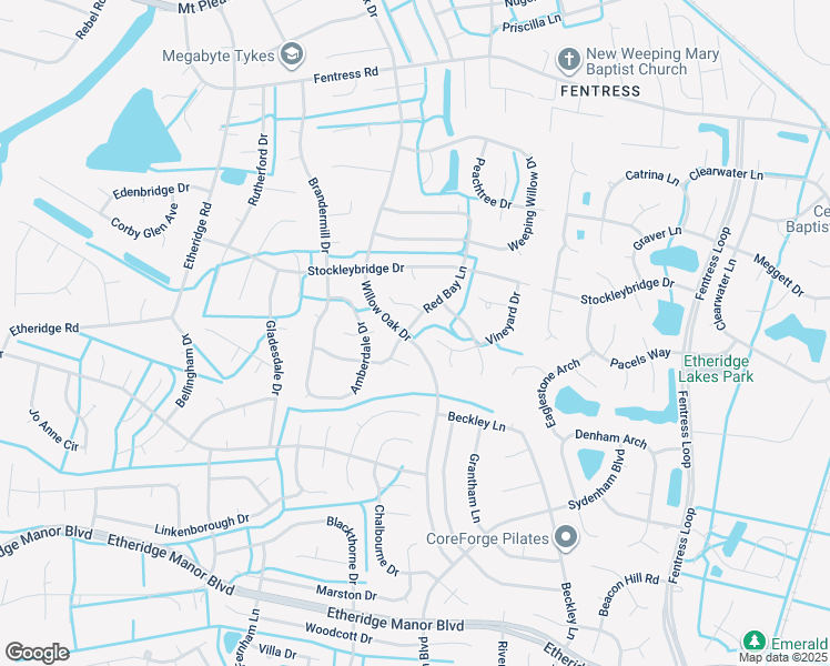 map of restaurants, bars, coffee shops, grocery stores, and more near 1036 Red Bay Lane in Chesapeake