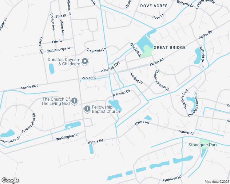 map of restaurants, bars, coffee shops, grocery stores, and more near 821 North Haven Circle in Chesapeake