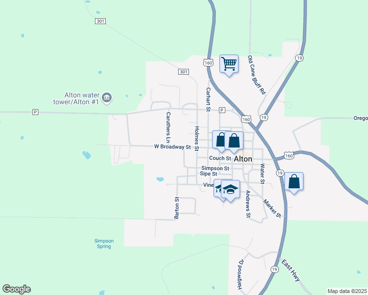 map of restaurants, bars, coffee shops, grocery stores, and more near 209 Culp St in Alton