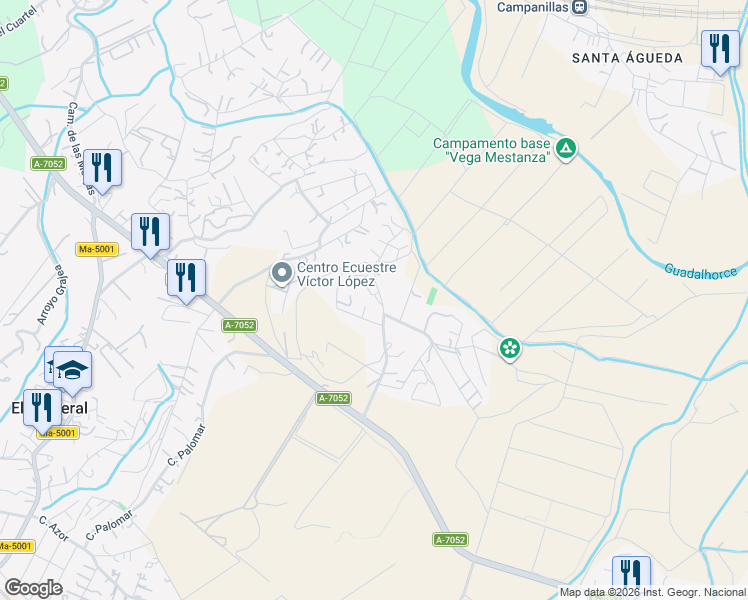 map of restaurants, bars, coffee shops, grocery stores, and more near 21 Carril de Mestanza in Alhaurín de la Torre