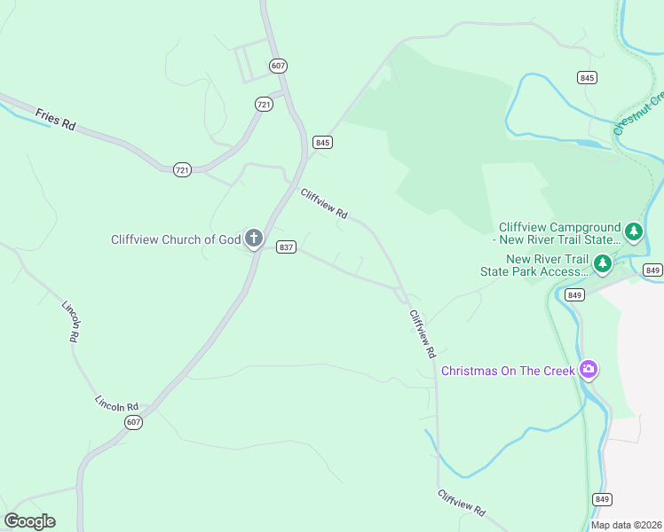 map of restaurants, bars, coffee shops, grocery stores, and more near Trading Post Road in Galax