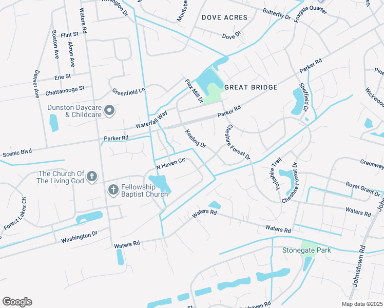 map of restaurants, bars, coffee shops, grocery stores, and more near 853 North Haven Circle in Chesapeake