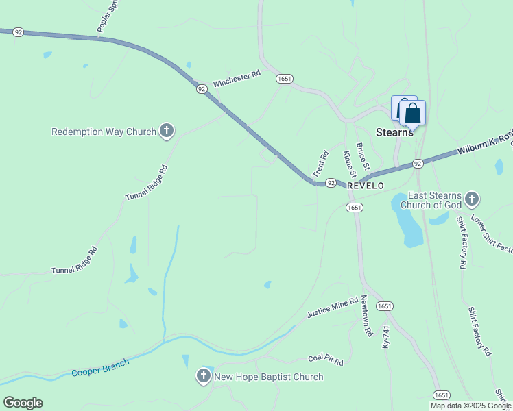 map of restaurants, bars, coffee shops, grocery stores, and more near Earl Ross Road in Stearns