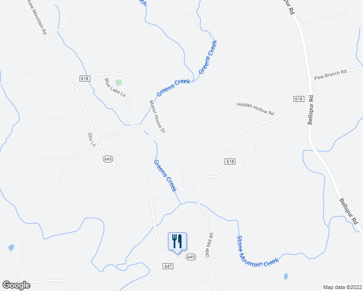 map of restaurants, bars, coffee shops, grocery stores, and more near Manor House Drive in Laurel Fork