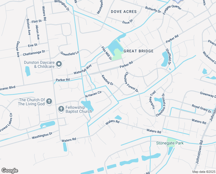 map of restaurants, bars, coffee shops, grocery stores, and more near 810 Keeling Drive in Chesapeake