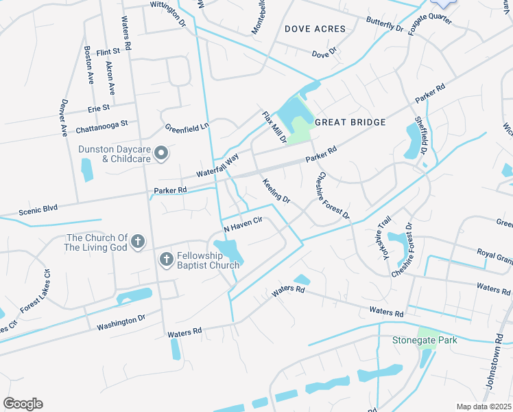 map of restaurants, bars, coffee shops, grocery stores, and more near 708 Tafton Way in Chesapeake