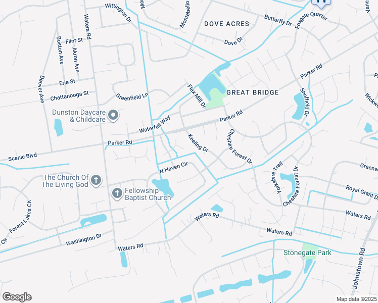map of restaurants, bars, coffee shops, grocery stores, and more near 710 Tafton Way in Chesapeake