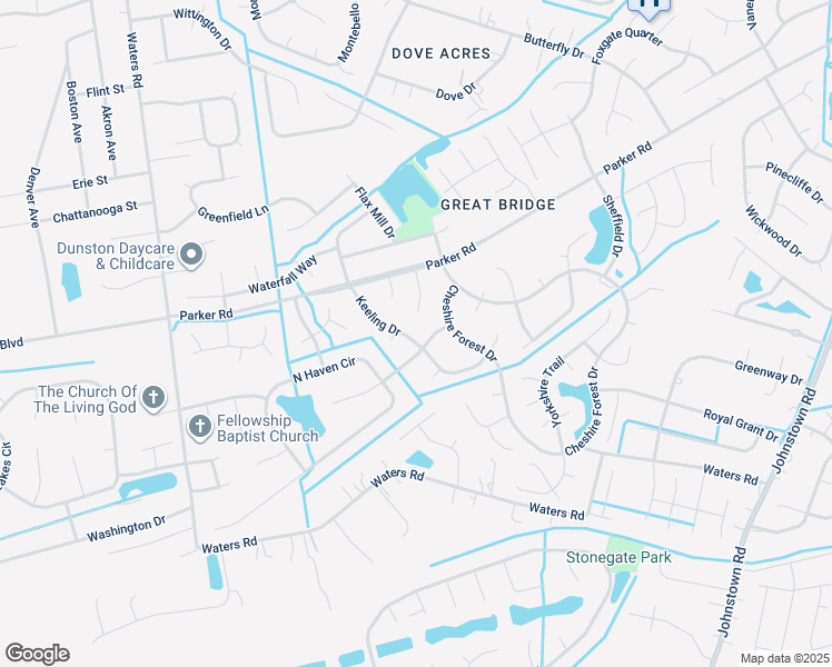 map of restaurants, bars, coffee shops, grocery stores, and more near 823 Keeling Drive in Chesapeake