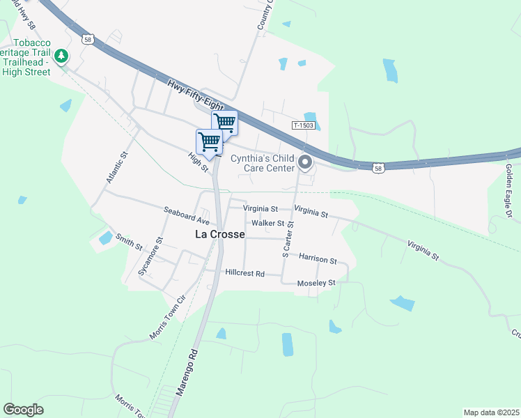 map of restaurants, bars, coffee shops, grocery stores, and more near State Route T-1513 in La Crosse