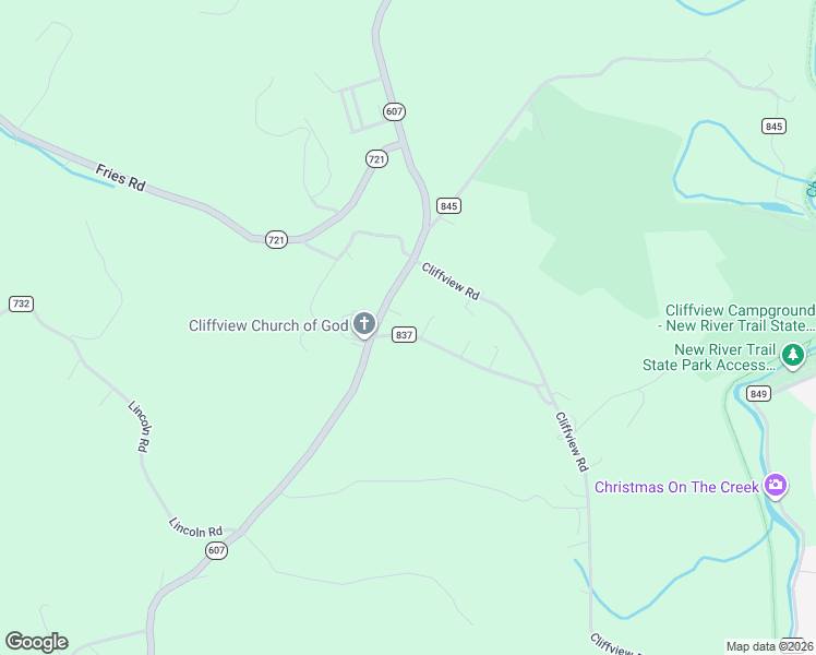 map of restaurants, bars, coffee shops, grocery stores, and more near Trading Post Road in Galax