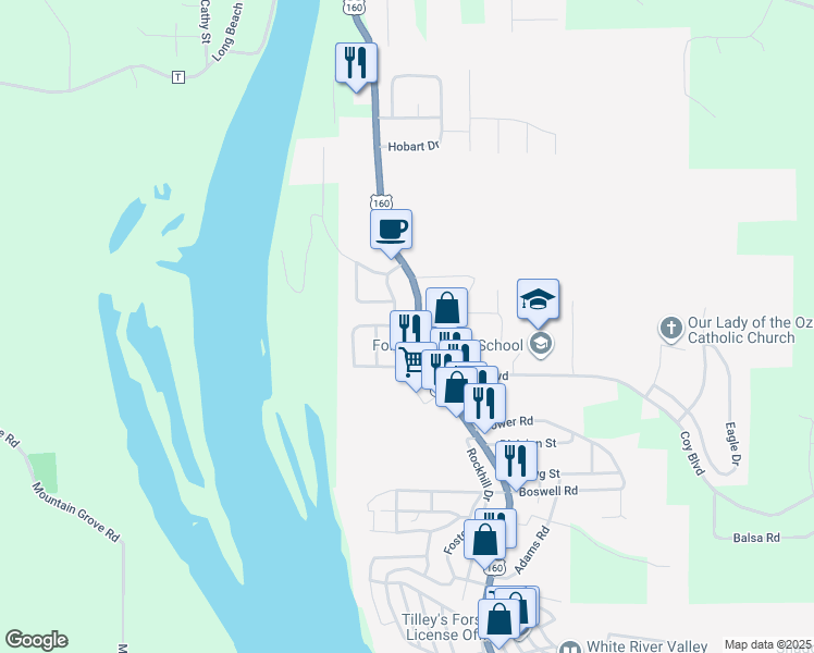map of restaurants, bars, coffee shops, grocery stores, and more near 122 Brentwood Street in Forsyth