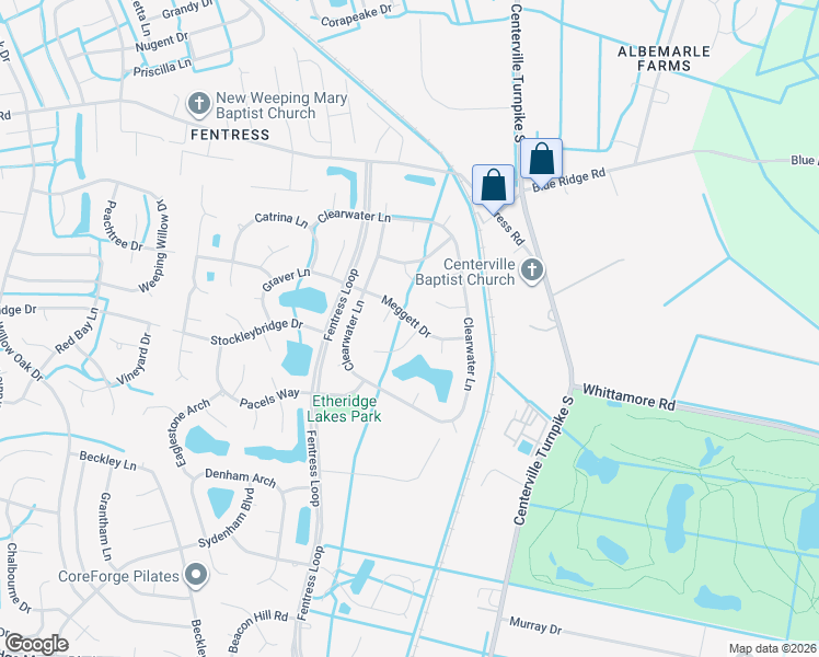 map of restaurants, bars, coffee shops, grocery stores, and more near 801 Sparks Trce in Chesapeake
