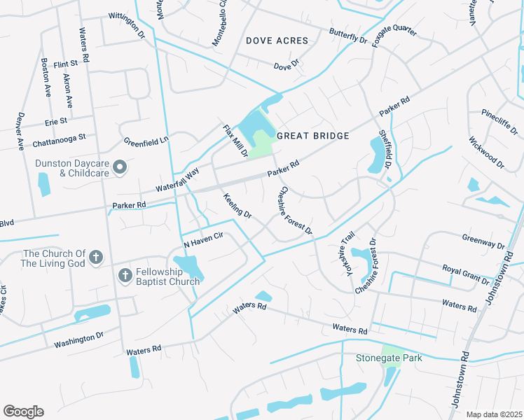 map of restaurants, bars, coffee shops, grocery stores, and more near 822 Satinwood Court in Chesapeake