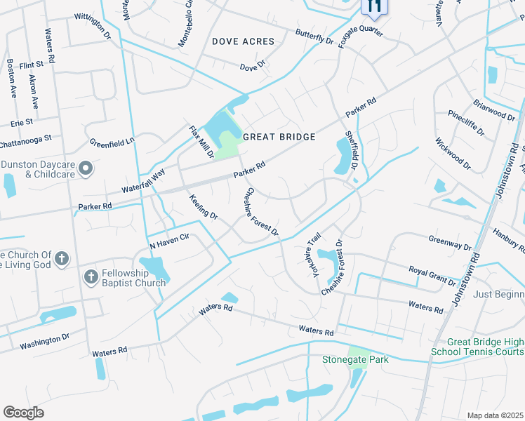 map of restaurants, bars, coffee shops, grocery stores, and more near 606 Reardon Court in Chesapeake