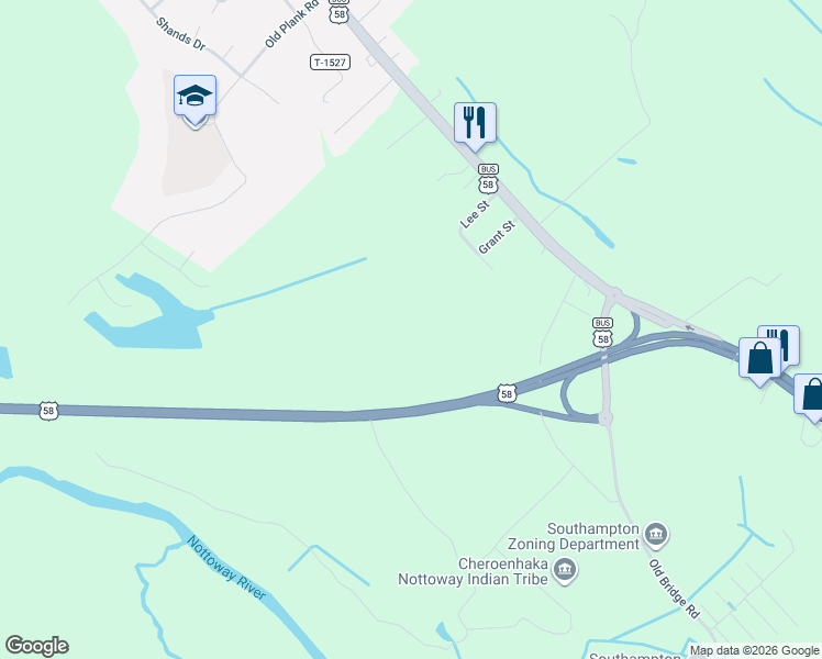 map of restaurants, bars, coffee shops, grocery stores, and more near in Courtland