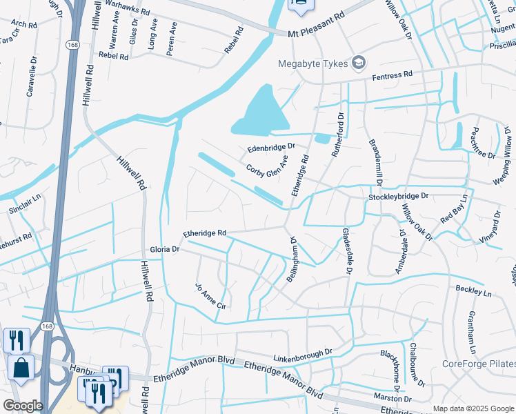 map of restaurants, bars, coffee shops, grocery stores, and more near 709 Colton Court in Chesapeake