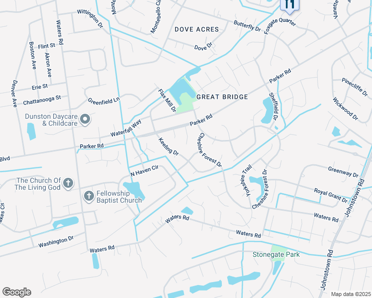 map of restaurants, bars, coffee shops, grocery stores, and more near 822 Satinwood Court in Chesapeake
