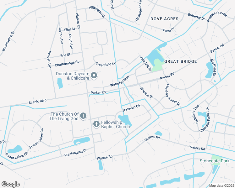 map of restaurants, bars, coffee shops, grocery stores, and more near 803 Amberline Drive in Chesapeake