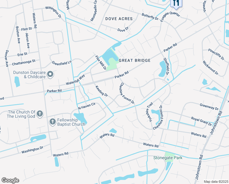 map of restaurants, bars, coffee shops, grocery stores, and more near 821 Satinwood Court in Chesapeake