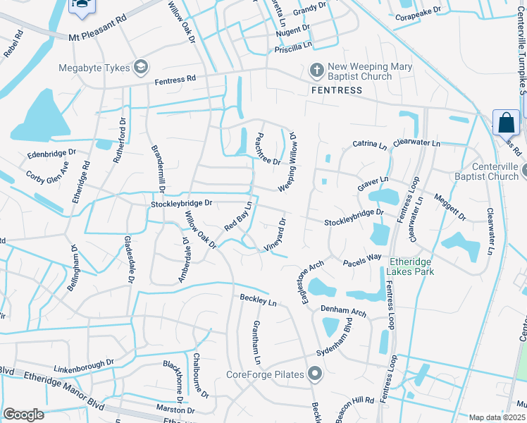 map of restaurants, bars, coffee shops, grocery stores, and more near 1009 Stockleybridge Drive in Chesapeake