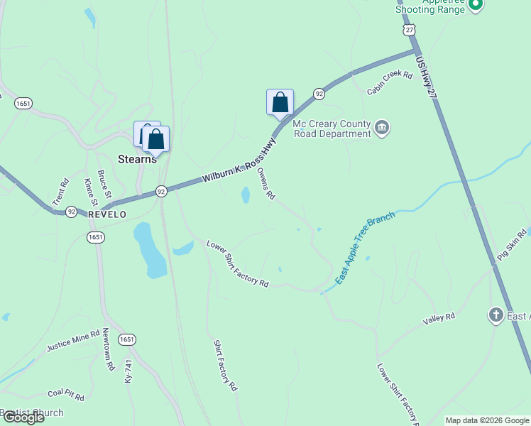 map of restaurants, bars, coffee shops, grocery stores, and more near 240 Green Road in Stearns