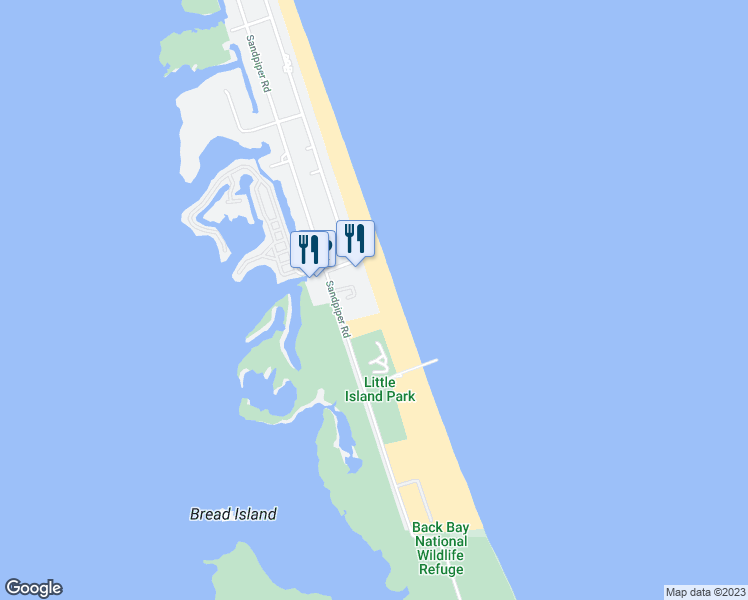 map of restaurants, bars, coffee shops, grocery stores, and more near 3738 Sandpiper Rd in Virginia Beach