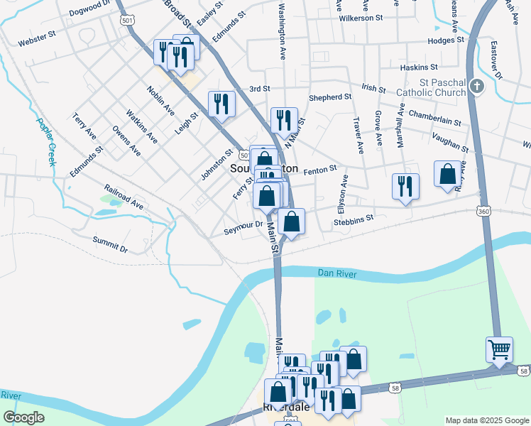 map of restaurants, bars, coffee shops, grocery stores, and more near 820 Bruce Street in South Boston