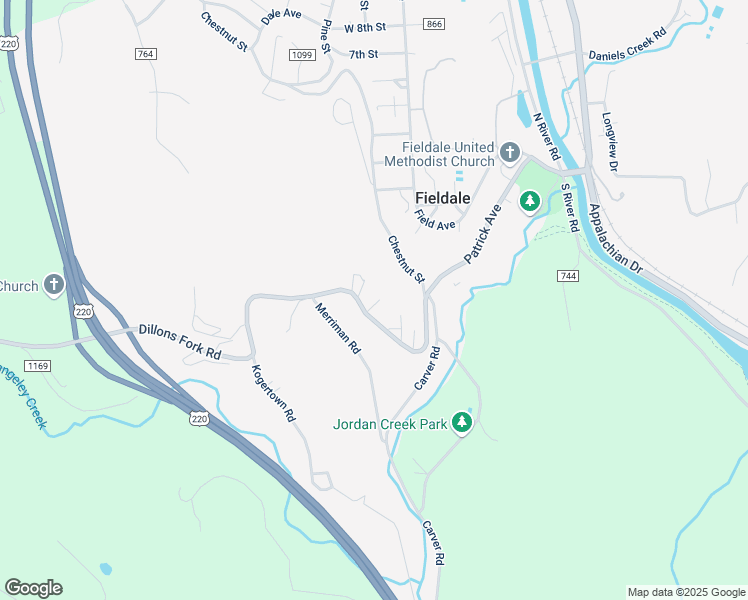 map of restaurants, bars, coffee shops, grocery stores, and more near 364 County Road 609 in Fieldale
