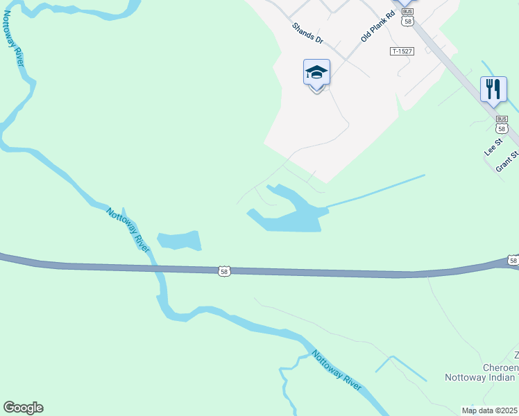 map of restaurants, bars, coffee shops, grocery stores, and more near 23456 Thomas Circle in Courtland