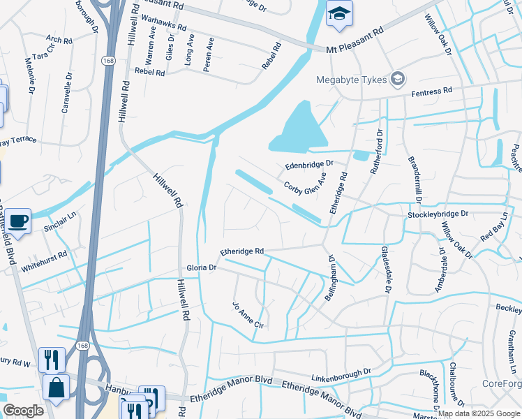 map of restaurants, bars, coffee shops, grocery stores, and more near 626 Broadwinsor Crescent in Chesapeake