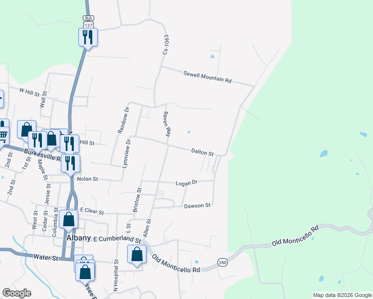 map of restaurants, bars, coffee shops, grocery stores, and more near Dalton Road in Albany