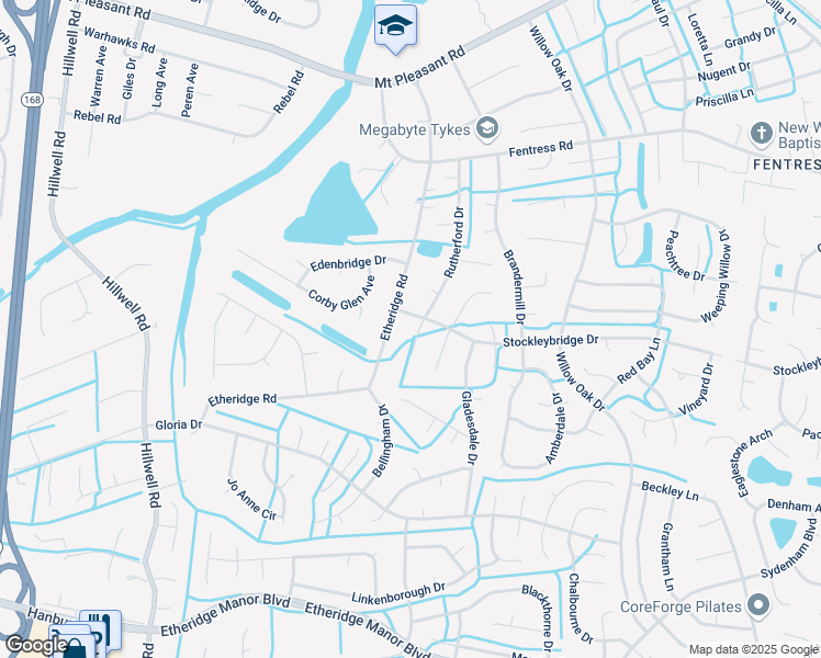 map of restaurants, bars, coffee shops, grocery stores, and more near 701 Stockleybridge Drive in Chesapeake