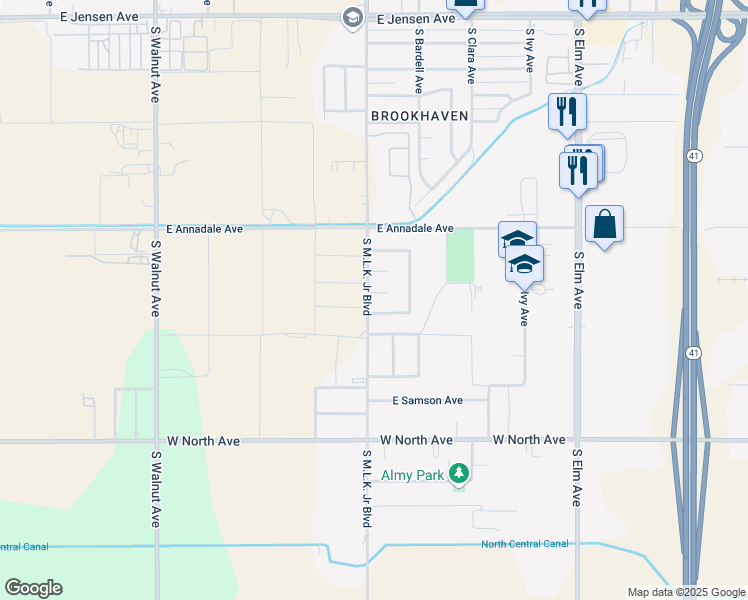 map of restaurants, bars, coffee shops, grocery stores, and more near 971 East Josh Avenue in Fresno