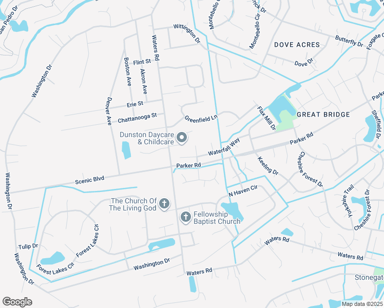 map of restaurants, bars, coffee shops, grocery stores, and more near 612 Southwood Court in Chesapeake