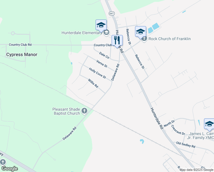 map of restaurants, bars, coffee shops, grocery stores, and more near 210 Willis Road in Franklin