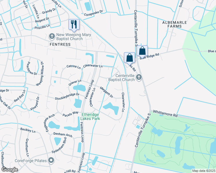 map of restaurants, bars, coffee shops, grocery stores, and more near 806 Crosswood Court in Chesapeake