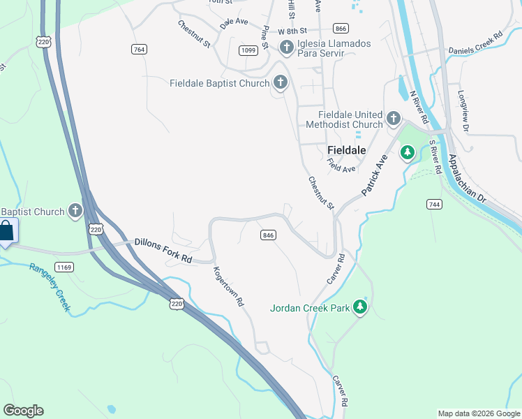 map of restaurants, bars, coffee shops, grocery stores, and more near 180-458 Dillons Fork Road in Fieldale