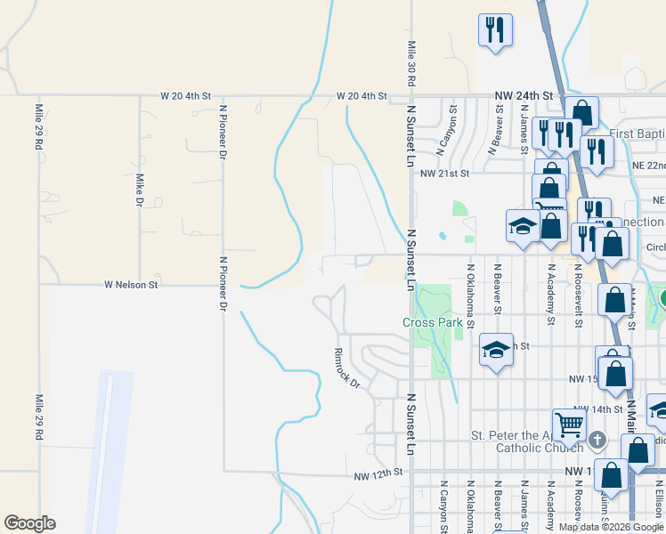 map of restaurants, bars, coffee shops, grocery stores, and more near 38 RR 2 in Guymon