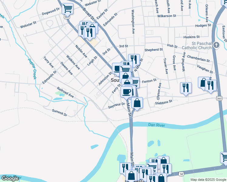 map of restaurants, bars, coffee shops, grocery stores, and more near 340 Ferry Street in South Boston