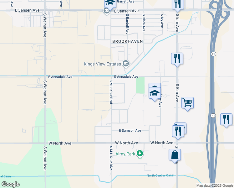 map of restaurants, bars, coffee shops, grocery stores, and more near 971 East Josh Avenue in Fresno