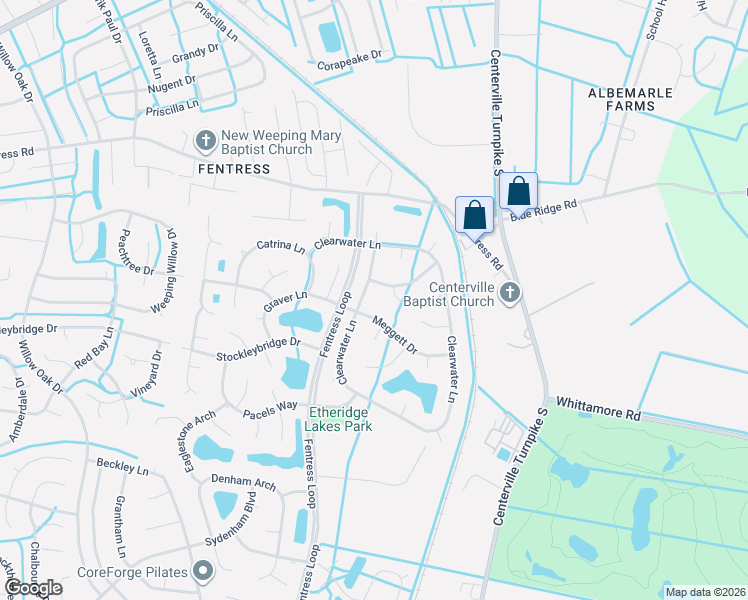 map of restaurants, bars, coffee shops, grocery stores, and more near 1308 Meggett Drive in Chesapeake